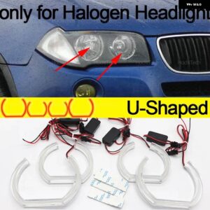 CS CSL スタイル レモンイエローエンジェルアイ BMW E83 X3 2003-07-2010 DRL LED デイタイム ランニングライト カー スタイリング - U Shaped Halogen