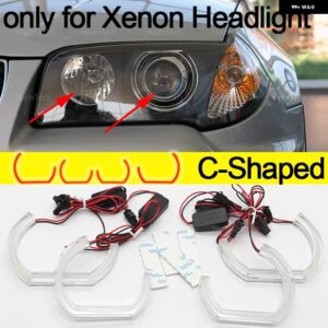 CS CSL スタイル レモンイエローエンジェルアイ BMW E83 X3 2003-07-2010 DRL LED デイタイム ランニングライト カー スタイリング - C Shaped Xenon