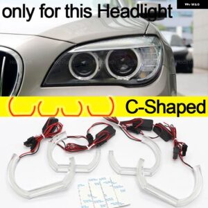 新型CS CSL スタイル レモンイエローエンジェルアイ BMW 7シリーズ F01 F02 F03 F04 730D 740D 740I 750I 760I DRL LED デイタイム ランニングライト - C Shaped LCI