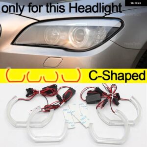 新型CS CSL スタイル レモンイエローエンジェルアイ BMW 7シリーズ F01 F02 F03 F04 730D 740D 740I 750I 760I DRL LED デイタイム ランニングライト - C Shaped Pre-LCI
