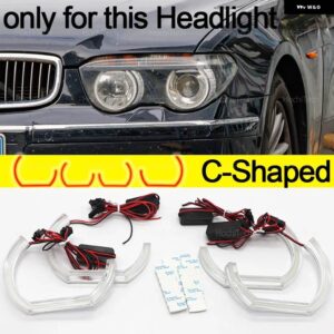 BMW 7シリーズ E65 E66 プレLCI 745I 745LI 760LI 760I デイライト DRL エンジェルアイ LED CSL スタイル レモンイエロー ヘッドライト リングキット - C Shaped Pre-LCI