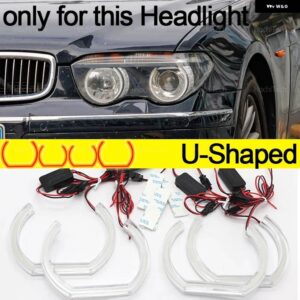 BMW 7シリーズ E65 E66 プレLCI 745I 745LI 760LI 760I デイライト DRL エンジェルアイ LED CSL スタイル レモンイエロー ヘッドライト リングキット - U Shaped Pre-LCI
