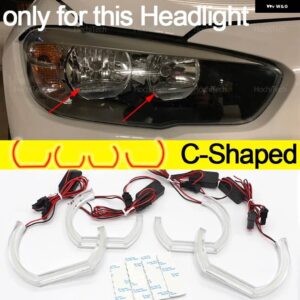 BMW 1シリーズ F20 F21 LCI フェイスリフト 2015-2019 デイライト DRL エンジェルアイ LED CSL スタイル レモンイエロー ヘッドライト リングキット - C Shaped Halogen