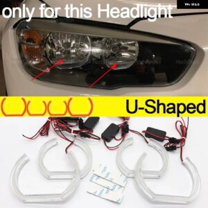 BMW 1シリーズ F20 F21 LCI フェイスリフト 2015-2019 デイライト DRL エンジェルアイ LED CSL スタイル レモンイエロー ヘッドライト リングキット - U Shaped Halogen