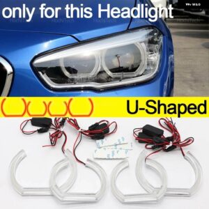 BMW 1シリーズ F20 F21 LCI フェイスリフト 2015-2019 デイライト DRL エンジェルアイ LED CSL スタイル レモンイエロー ヘッドライト リングキット - U Shaped Xenon