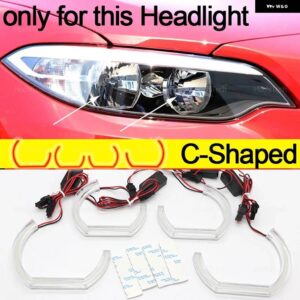 BMW 2シリーズ F22 F23 M2 F87 プレLCI 2014-2018 デイライト DRL エンジェルアイ LED CSL スタイル レモンイエロー ヘッドライト リングキット - C Shaped Halogen