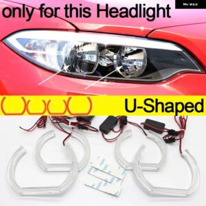 BMW 2シリーズ F22 F23 M2 F87 プレLCI 2014-2018 デイライト DRL エンジェルアイ LED CSL スタイル レモンイエロー ヘッドライト リングキット - U Shaped Halogen