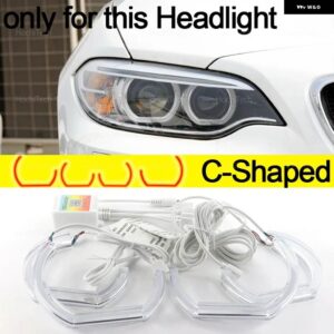 BMW 2シリーズ F22 F23 M2 F87 プレLCI 2014-2018 デイライト DRL エンジェルアイ LED CSL スタイル レモンイエロー ヘッドライト リングキット - C Shaped Xenon