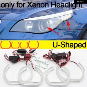 CSL スタイル レモンイエローエンジェルアイ BMW E60 E61 520I 525I 530I 540I 545I 550I M5 2003-2007 DRL LED デイタイム ライト カー スタイリング - U Shaped Xenon