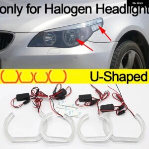 CSL スタイル レモンイエローエンジェルアイ BMW E60 E61 520I 525I 530I 540I 545I 550I M5 2003-2007 DRL LED デイタイム ライト カー スタイリング - U Shaped Halogen