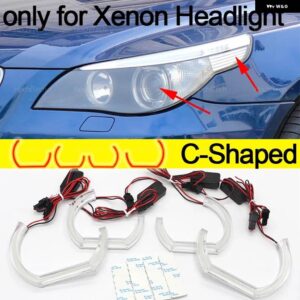 CSL スタイル レモンイエローエンジェルアイ BMW E60 E61 520I 525I 530I 540I 545I 550I M5 2003-2007 DRL LED デイタイム ライト カー スタイリング - C Shaped Xenon