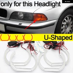 新型CS CSL スタイル レモンイエローエンジェルアイ BMW 5シリーズ E39 525I 528I 530I 540I 1997-2003 DRL LED デイタイム ランニングライト - U Shaped Pre-LCI