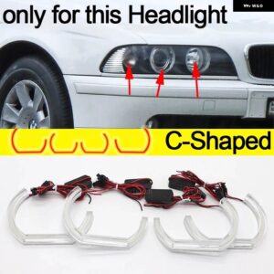 新型CS CSL スタイル レモンイエローエンジェルアイ BMW 5シリーズ E39 525I 528I 530I 540I 1997-2003 DRL LED デイタイム ランニングライト - C Shaped LCI