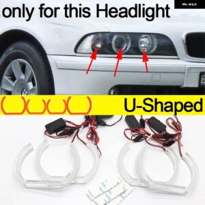 新型CS CSL スタイル レモンイエローエンジェルアイ BMW 5シリーズ E39 525I 528I 530I 540I 1997-2003 DRL LED デイタイム ランニングライト - U Shaped LCI