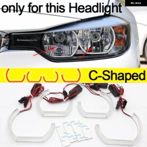 CS CSL スタイル レモンイエローエンジェルアイ BMW 3シリーズF30 F31 F34 2012-2016 DRL LED デイタイム ランニングライト カー スタイリング - C Shaped Halogen