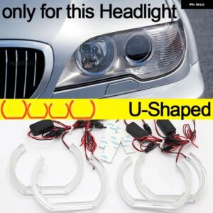 BMW E46 コンバーチブル クーペ 04-06 LCI キセノン ヘッドライト デイライト DRL エンジェルアイ LED CSL スタイル レモンイエロー ヘッドライト - U Shaped Halogen
