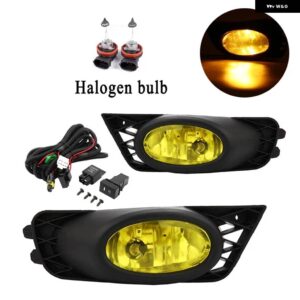 フロント バンパー フォグライト アセンブリ ホンダ シビック FA1 セダン 2009-2011 ホワイトLED / アンバー ハロゲン バルブ ドライビング フォグランプ - Amber Halogen