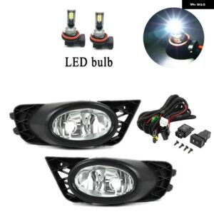 フロント バンパー フォグライト アセンブリ ホンダ シビック FA1 セダン 2009-2011 ホワイトLED / アンバー ハロゲン バルブ ドライビング フォグランプ - White LED