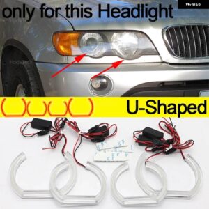 CS CSL スタイル レモンイエローエンジェルアイ BMW X5 E53プレフェイスリフト2000-03 DRL LED デイタイム ライトカー スタイリング - U Shaped Pre-LCI