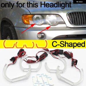 CS CSL スタイル レモンイエローエンジェルアイ BMW X5 E53プレフェイスリフト2000-03 DRL LED デイタイム ライトカー スタイリング - C Shaped Pre-LCI