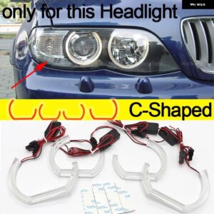 CS CSL スタイル レモンイエローエンジェルアイ BMW X5 E53フェイスリフト2004 2005 2006 DRL LED デイタイム ランニングライト カー スタイリング - C Shaped Halogen