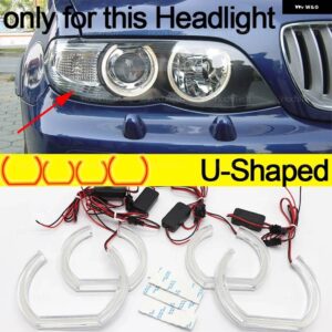 CS CSL スタイル レモンイエローエンジェルアイ BMW X5 E53フェイスリフト2004 2005 2006 DRL LED デイタイム ランニングライト カー スタイリング - U Shaped Halogen