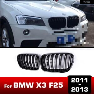 BMW X3 F25 車用 フロント バンパー キドニー グリル レーシング グリル 2011-2013 グリル スタイリング 光沢ブラック アクセサリー - Double Slat
