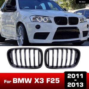 BMW X3 F25 車用 フロント バンパー キドニー グリル レーシング グリル 2011-2013 グリル スタイリング 光沢ブラック アクセサリー - Single Slat