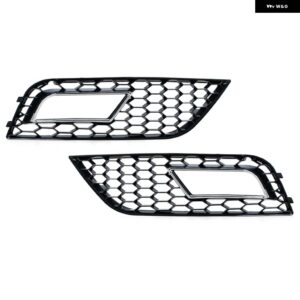 フロント バンパー フォグライト ランプ グリル カバー ハニカムメッシュ アウディ A4 B8.5フェイスリフトモデル2013-16車蓋 ベゼル - 1 pair chrome black