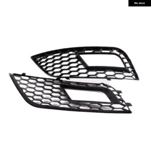 フロント バンパー フォグライト ランプ グリル カバー ハニカムメッシュ アウディ A4 B8.5フェイスリフトモデル2013-16車蓋 ベゼル - 1 pair black