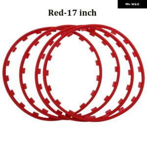 テスラ モデル3 Y S X 2017-2023 汎用 カー 4個 ホイールリム エッジ プロテクター リング タイヤガードストリップ BMW VW ベンツ アウディ ヒュンダ - Red-17 inch