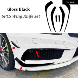 フロント カナード チューニング メルセデス ベンツ A クラス W176 2013-2015 AMG プレスポーツエディション フロント バンパー サイドスポイラー - 6pcs-A Set