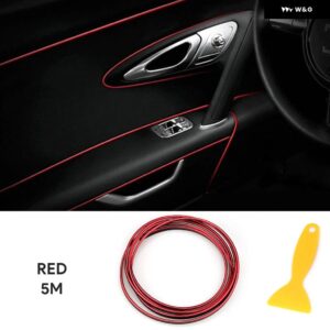 汎用 カー インテリア トリム 装飾 ストリップ5M インテリア オートモールディングカーカバー トリム ダッシュボード ドアカー スタイリング - red