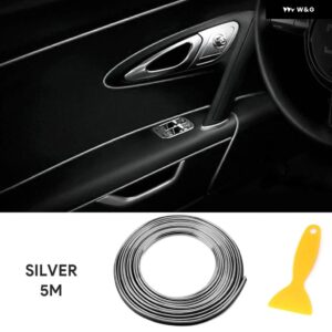 汎用 カー インテリア トリム 装飾 ストリップ5M インテリア オートモールディングカーカバー トリム ダッシュボード ドアカー スタイリング - Silver