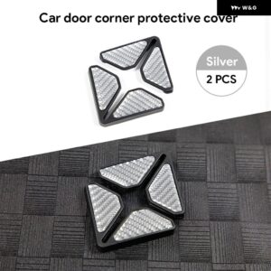 汎用 2ピース車ドアコーナーカバー バンパー BMW クラッシュ ステッカー プロテクター ソフトカーボンPVC傷防止 クラッシュ - Silver