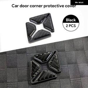 汎用 2ピース車ドアコーナーカバー バンパー BMW クラッシュ ステッカー プロテクター ソフトカーボンPVC傷防止 クラッシュ - black