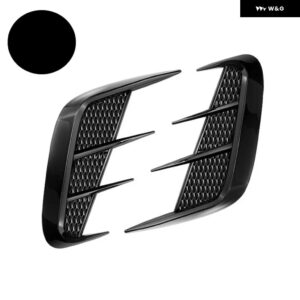 多目的カーボン車用サメえら模造通気口 サイドエアインレット フードデコレーション 車両エア アウトレット 車体 ステッカー ペア - pair black color