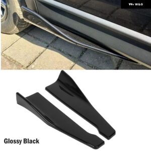 汎用 リア バンパー スポイラー エプロンスパッツスプリッター プロテクター 48CM プラスチック サイドスカート全車傷防止ガード - PAIR Glossy Black