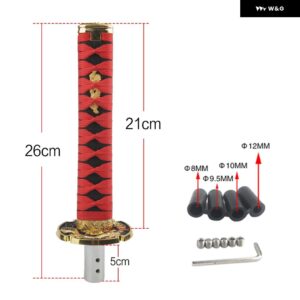 汎用 サムライソード シフト ノブ 200MM / 260MM サムライナイフ シフト ノブ アダプター 付き - 26cm red