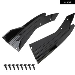 汎用 カーリア バンパー スポイラー リップカーボンウィング トリム アンチ クラッシュ ディフューザー サイドスカートラップアングルスプリッターペア - 2pcs black