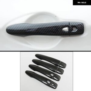 日産 キャシュカイ 2014 - 21 カーボン シルバー カー ドアハンドル カバー スティック スタイリング アクセサリー - carbon 2 buttons