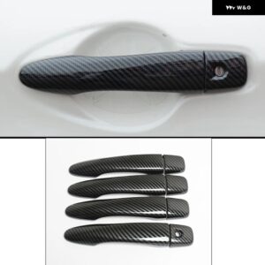 日産 キャシュカイ 2014 - 21 カーボン シルバー カー ドアハンドル カバー スティック スタイリング アクセサリー - carbon 0 button