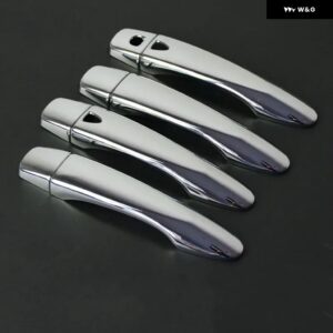 日産 キックス 2016 - 20 カーボン クローム ドアハンドル カバー キャッチキャップ トリム モールディング アクセサリー - silver 2 buttons