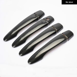 日産 パルサー C13 2015 - 2019 カーボン クローム ドアハンドル カバー キャッチキャップ トリム モールディング アクセサリー - black no button