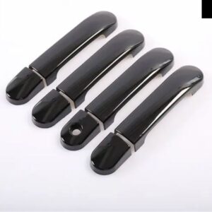 日産 キューブ Z11 2002 - 2008 光沢ブラック カー ドアハンドル カバー トリム カー スタイリング ステッカー オーバーレイ アクセサリー - black no button