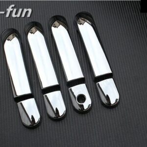 日産 キューブ Z11 2002 - 2008 光沢ブラック カー ドアハンドル カバー トリム カー スタイリング ステッカー オーバーレイ アクセサリー - silver no button