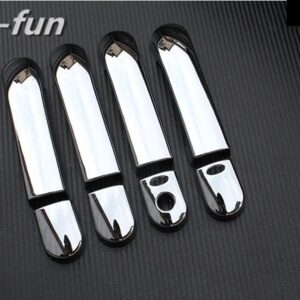 日産 キューブ Z11 2002 - 2008 光沢ブラック カー ドアハンドル カバー トリム カー スタイリング ステッカー オーバーレイ アクセサリー - silver 2 buttons