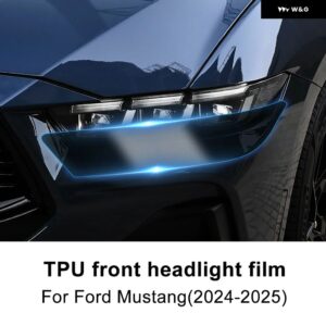 傷防止アクセサリー TPU 車用フロント ヘッドライト フィルム ステッカー フォード マスタング 2024 2025 クリアスモークブラック - smoked