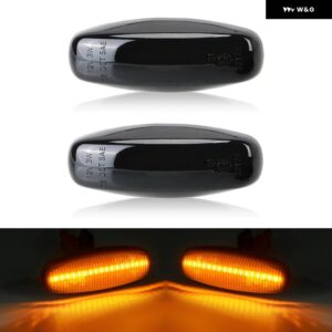 トヨタ ヤリス ヴィオス 2014-2019 クリアスモークレンズ LED サイドマーカーランプ アンバー フェンダー ウィンカーライト 2個 - Smoked Normal Amber