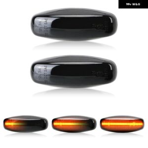 トヨタ ヤリス ヴィオス 2014-2019 クリアスモークレンズ LED サイドマーカーランプ アンバー フェンダー ウィンカーライト 2個 - Smoked Dynamic Amber